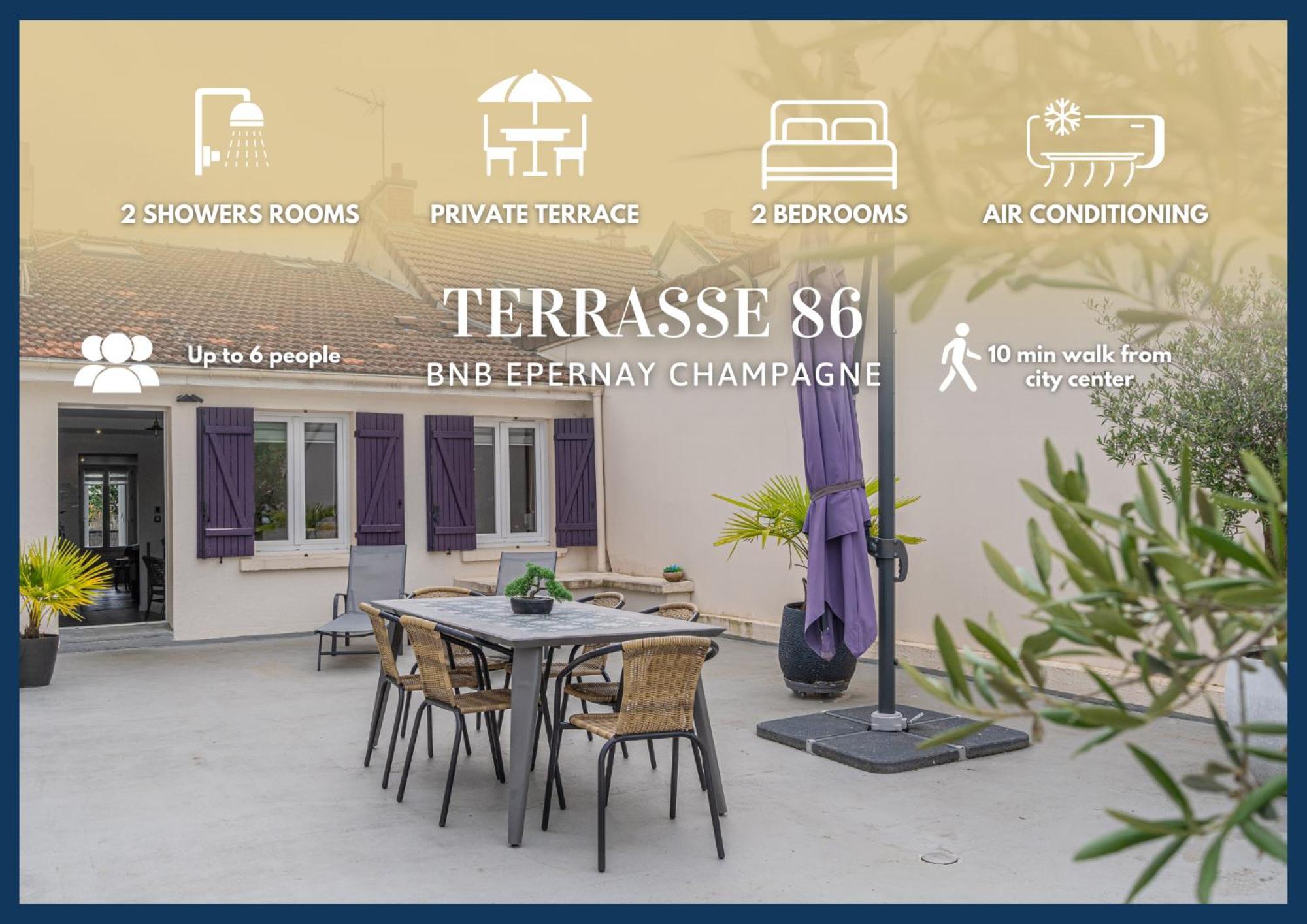 Terrasse 86 - Terrasse & Climatisation - 4-6 Personnes - Bnb Épernay Kültér fotó